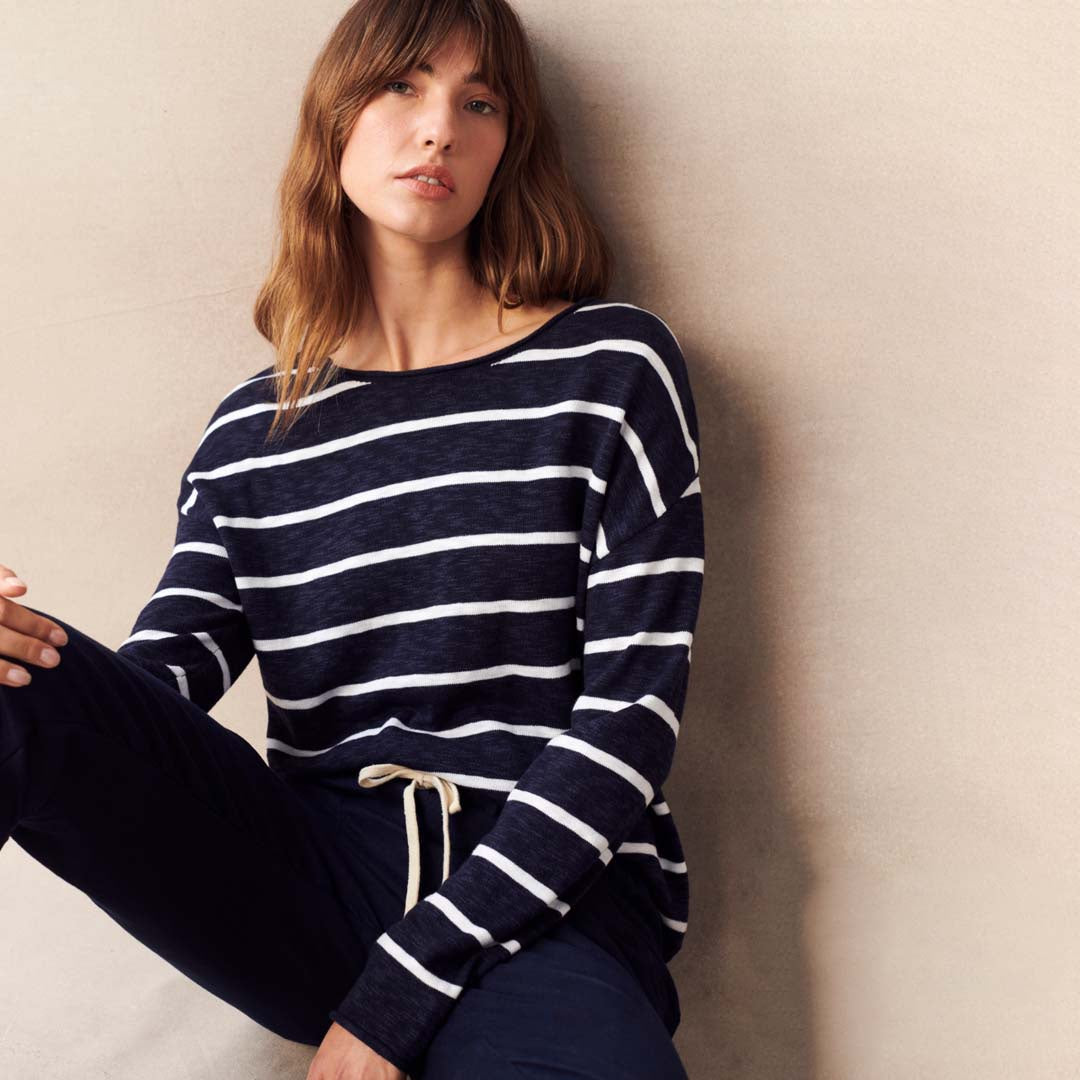 MINNIE TOP | NAVY & WHITE STRIPE