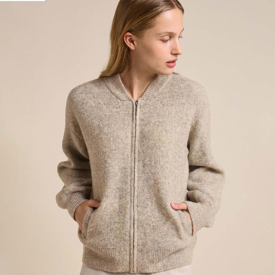 Knitted Bomber Jacket | Oatmeal