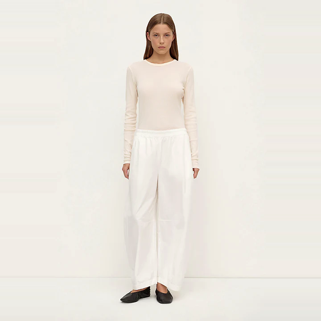 Lola Barrel Pant | White