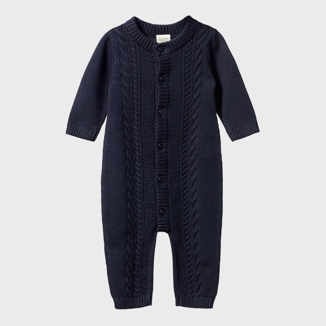 Lou Cotton Knit Suit  | Navy Cable Knit