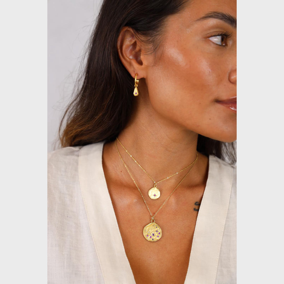Blush Necklace - Indigo & Wolfe - worn / lifestyle 2
