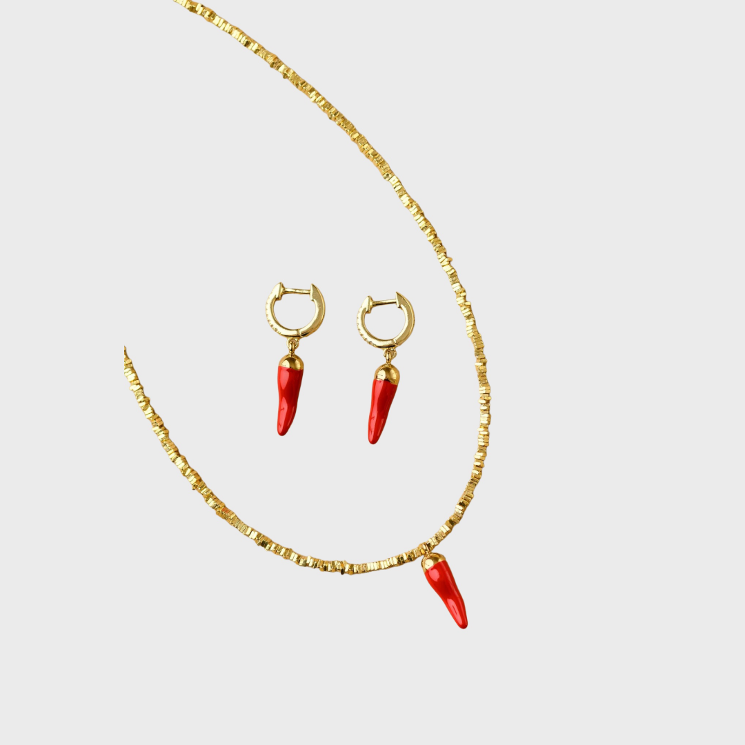 Cornicello Earrings - Indigo & Wolfe - product view 4