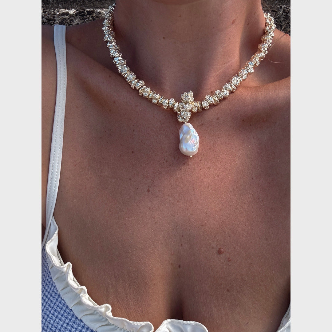 Jewel Necklace | Gold - Indigo & Wolfe - worn / lifestyle 2