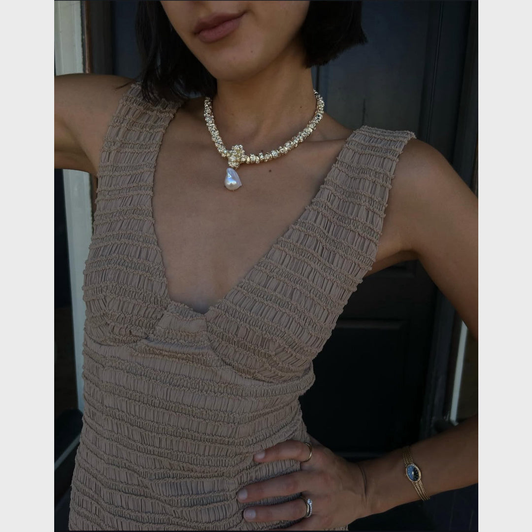Jewel Necklace | Gold - Indigo & Wolfe - worn / lifestyle 5