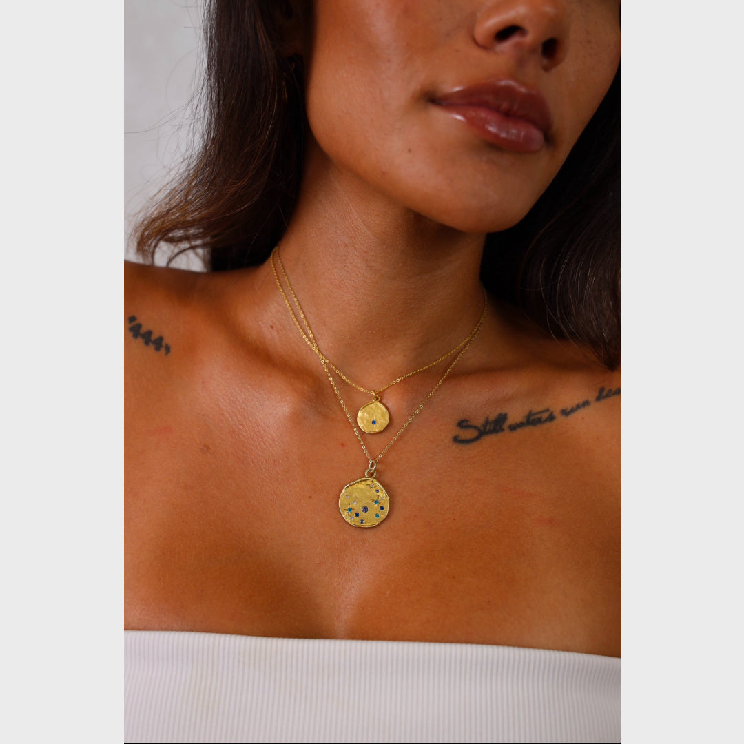 Sapphire Necklace - Indigo & Wolfe - worn / lifestyle 2