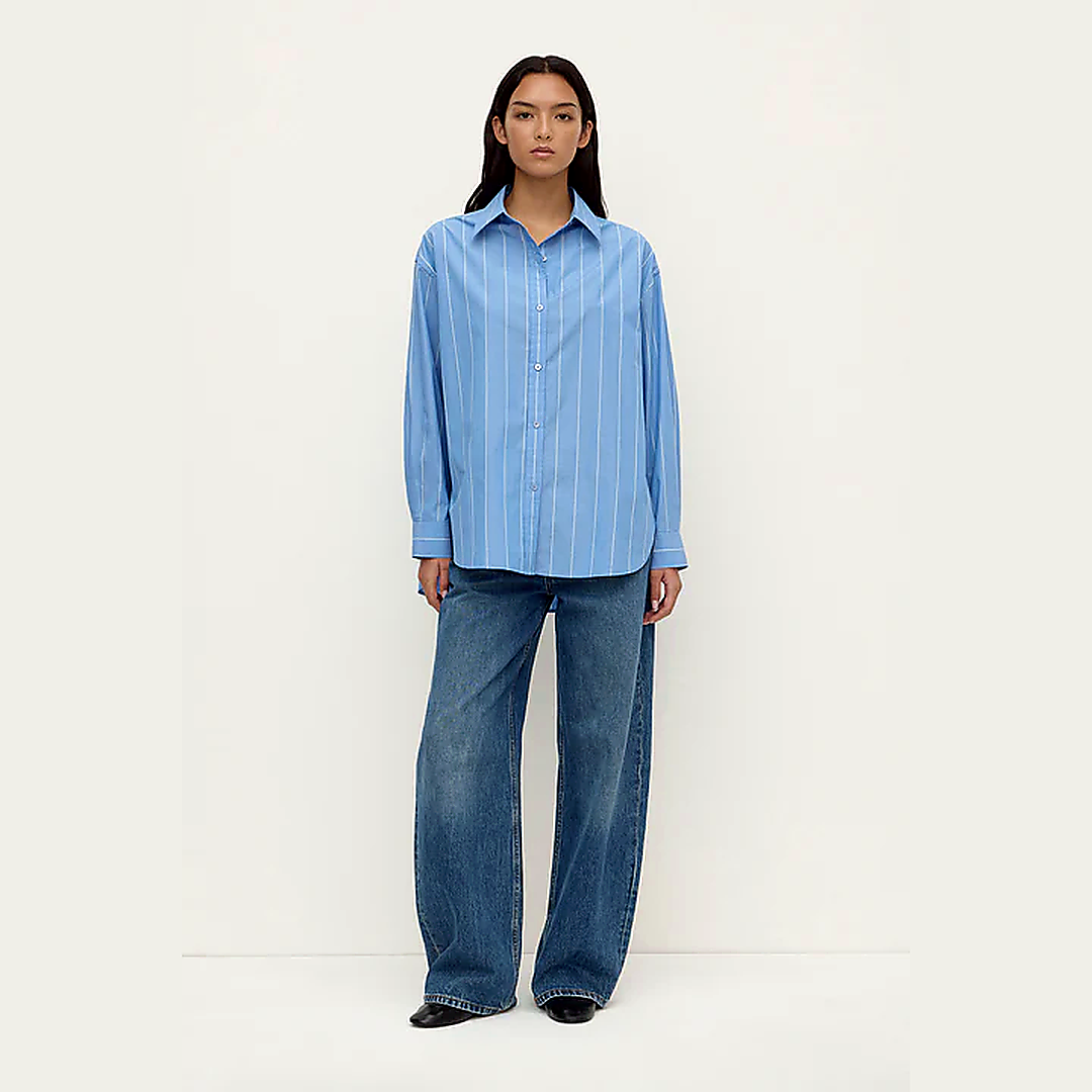 Marcia Stripe Shirt | Blue White Stripe