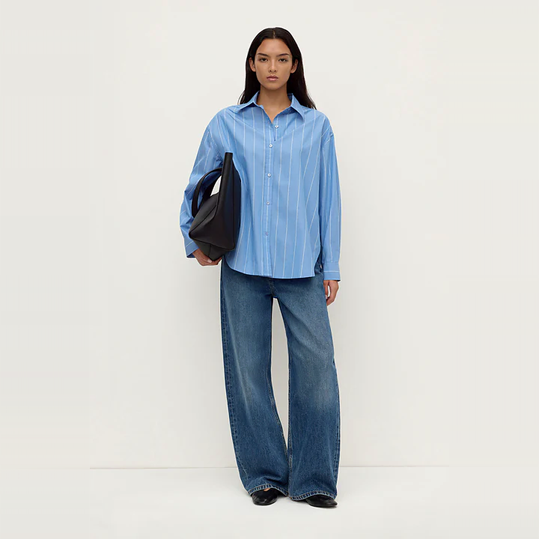 Marcia Stripe Shirt | Blue White Stripe