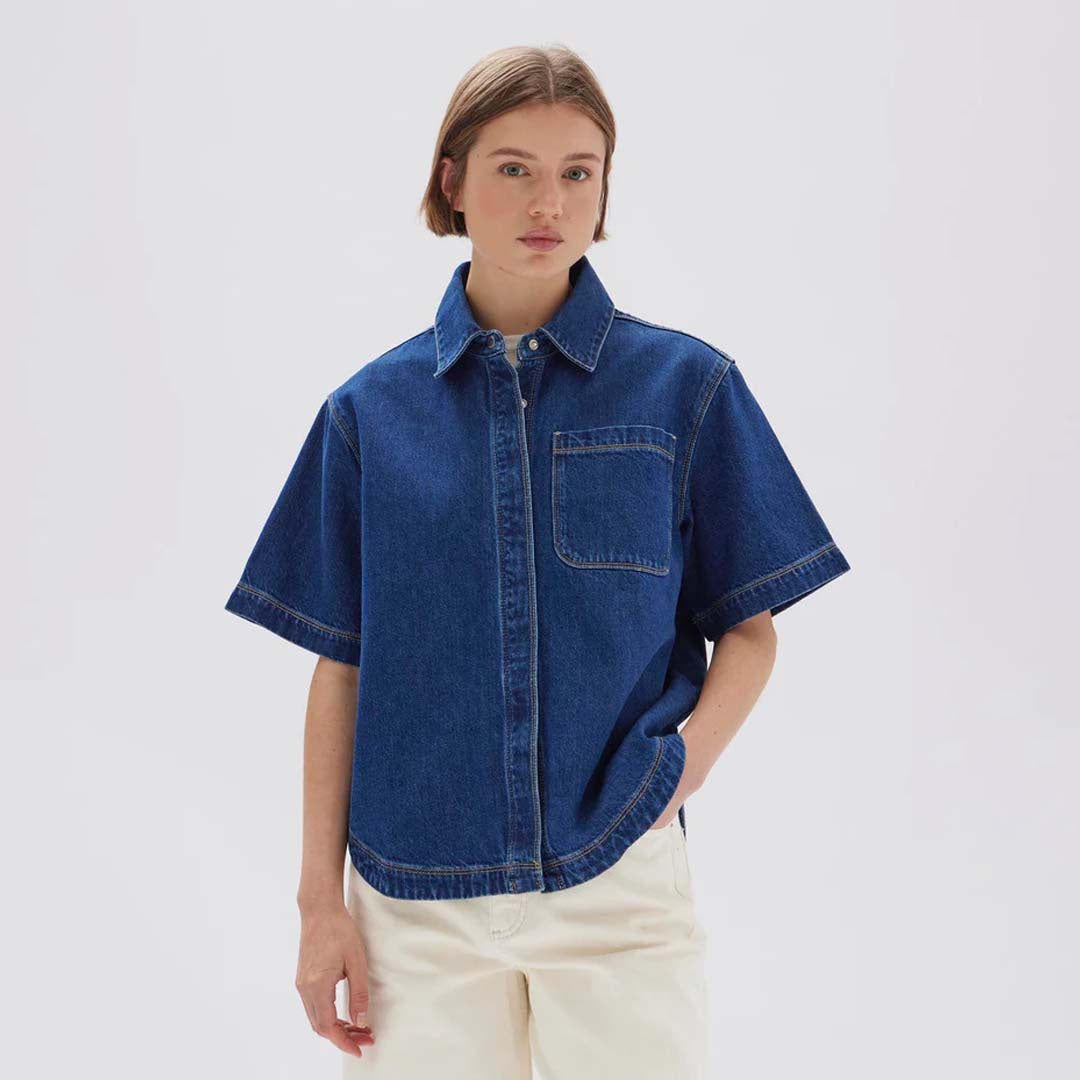 MARLOW BOXY DENIM SHIRT | HERITAGE BLUE