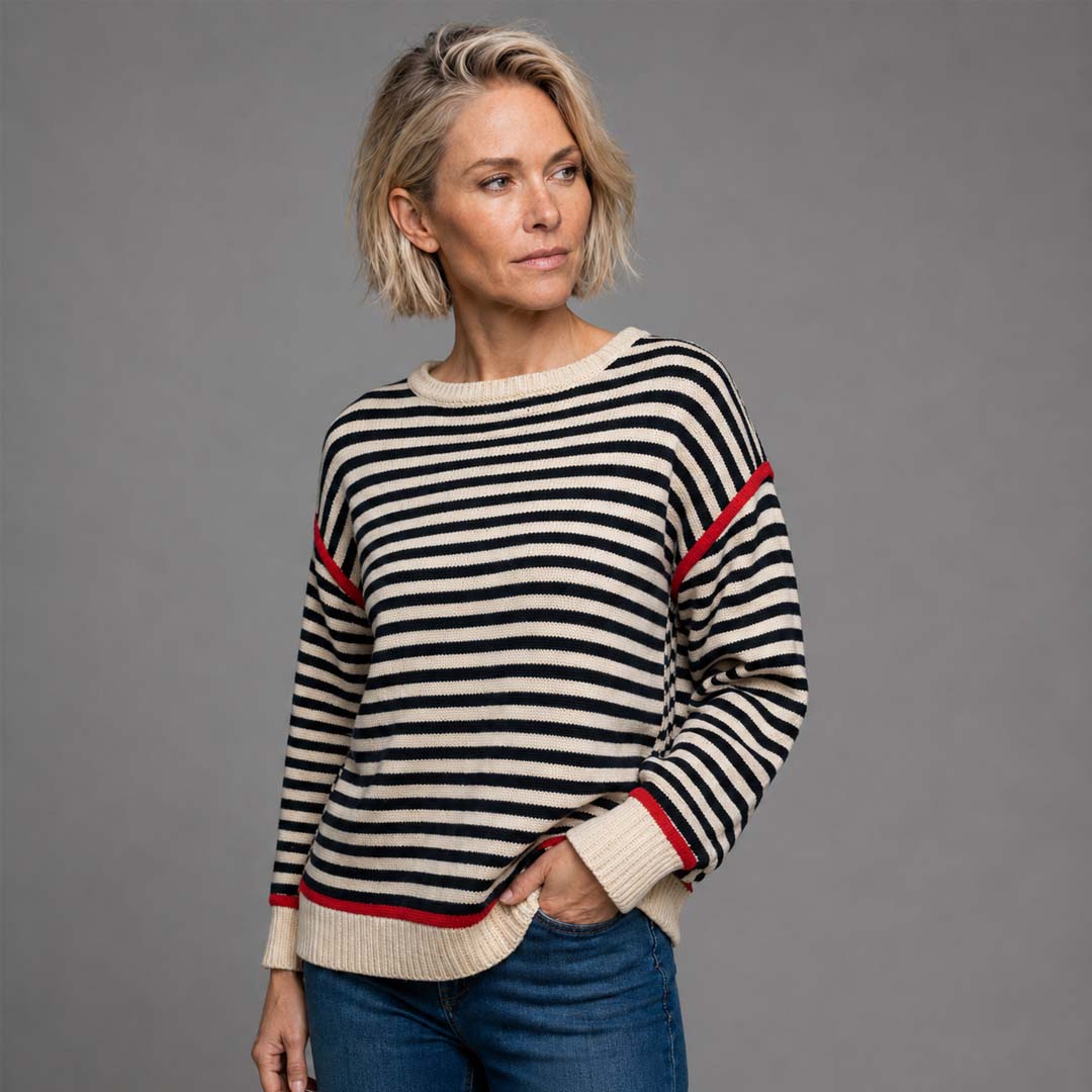 Oversized Sweater | White Black Stripe