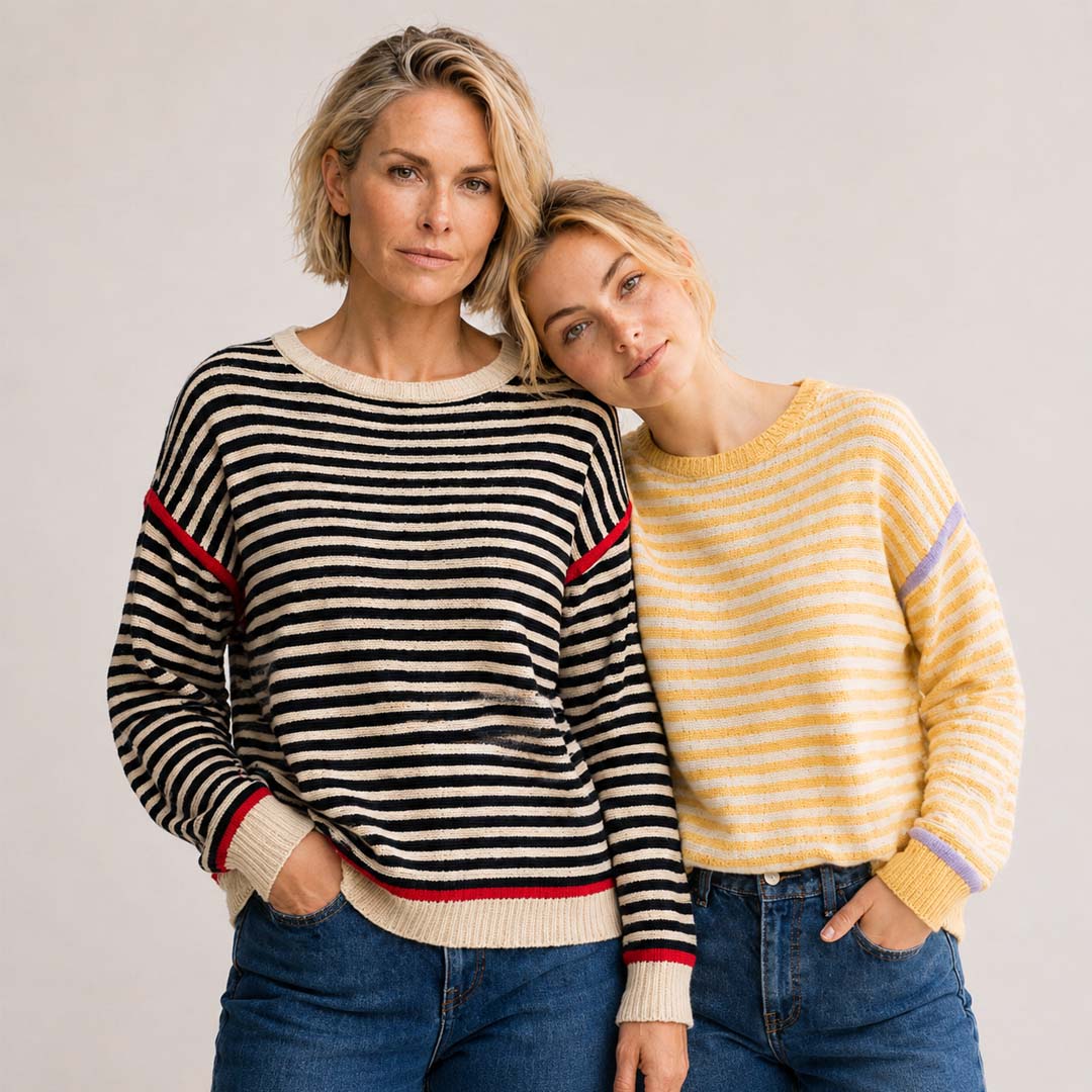 Oversized Sweater | White Black Stripe