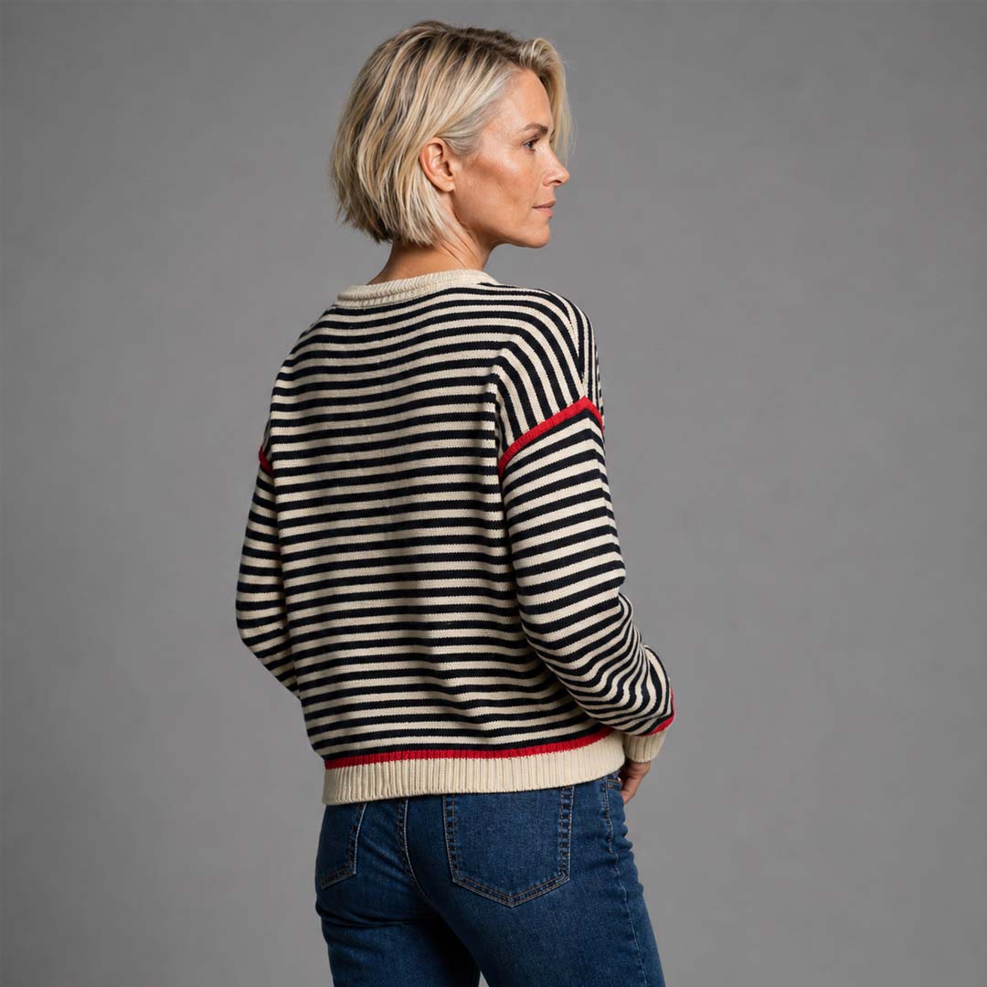 Oversized Sweater | White Black Stripe