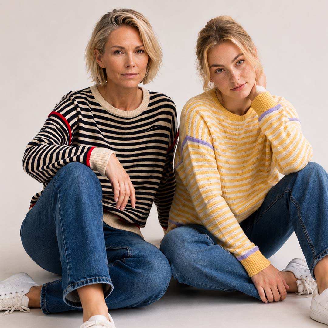 Oversized Sweater | White Black Stripe