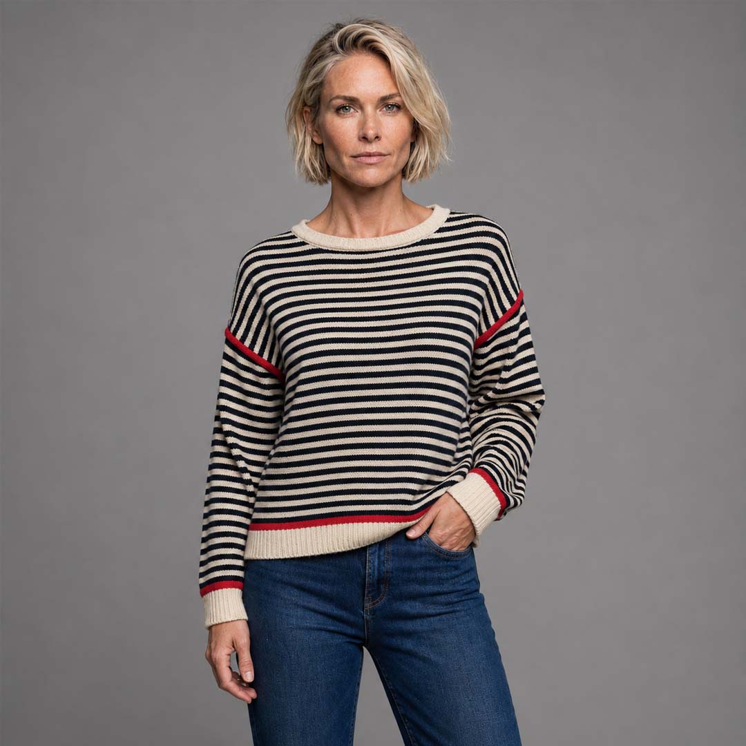 Oversized Sweater | White Black Stripe
