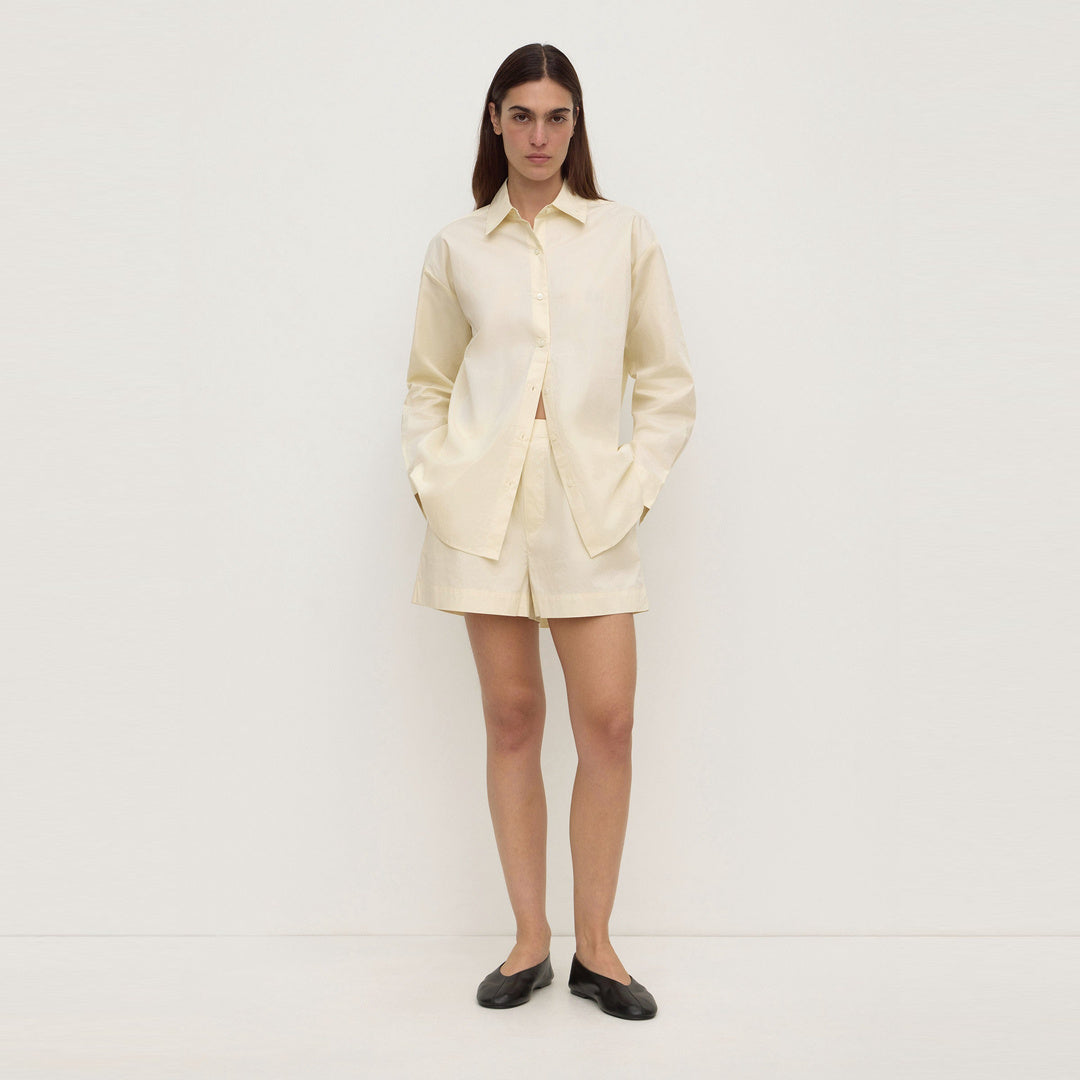 Assembly Label Micha Poplin Long Sleeve Shirt in Vanilla