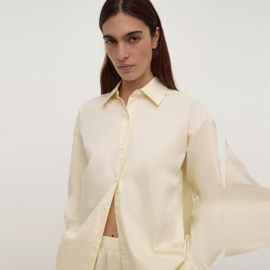 Assembly Label Micha Poplin Long Sleeve Shirt in Vanilla