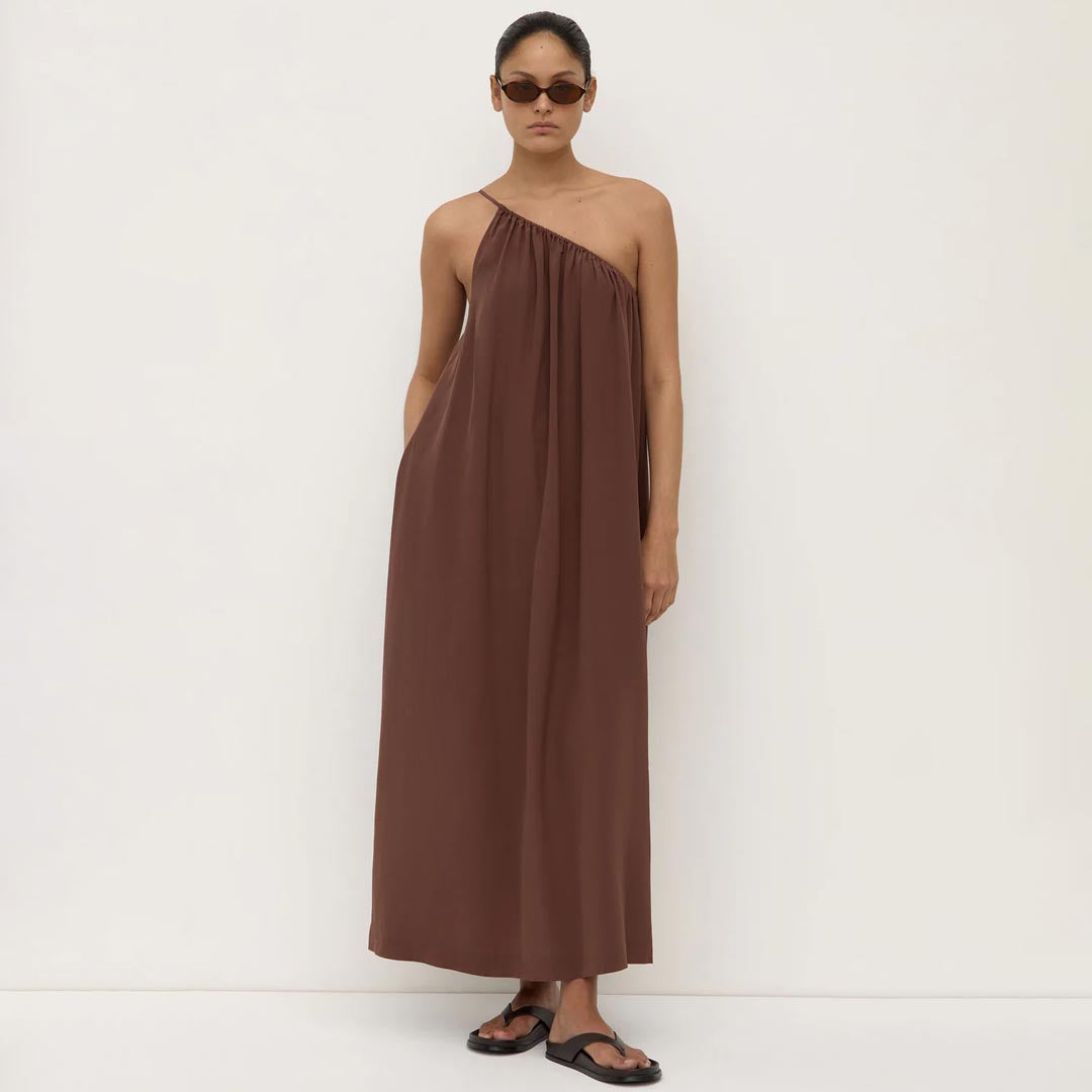 Mila Asymmetrical Maxi Dress | Espresso