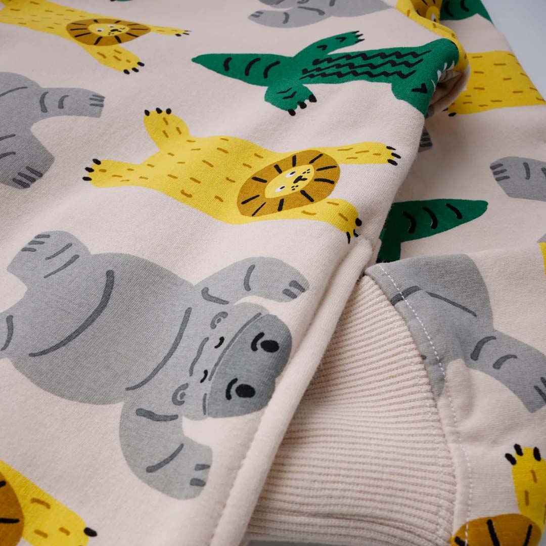 Jungle Animals Furry Crew | Cream
