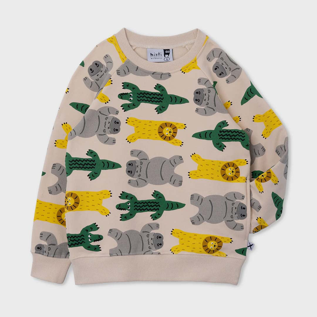 Jungle Animals Furry Crew | Cream