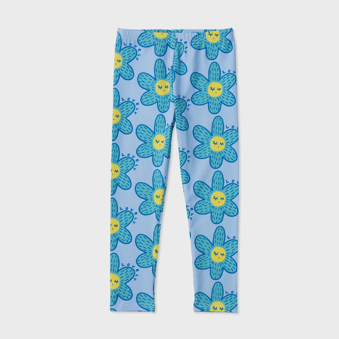 Sleepy Flower Tights | Light Blue