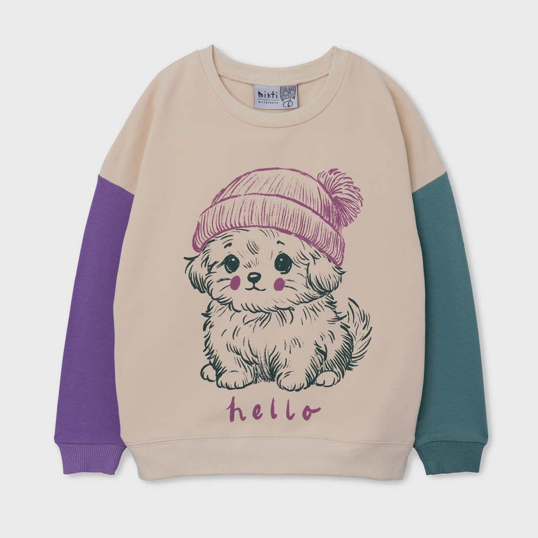 Warm Puppy Crew | Beige Purple Emerald