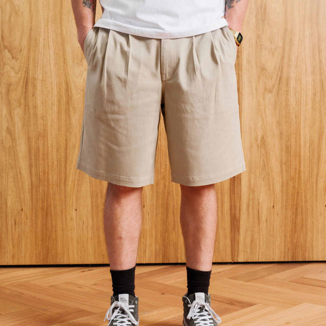 Brooklyn Pleated Shorts Stone — image 2