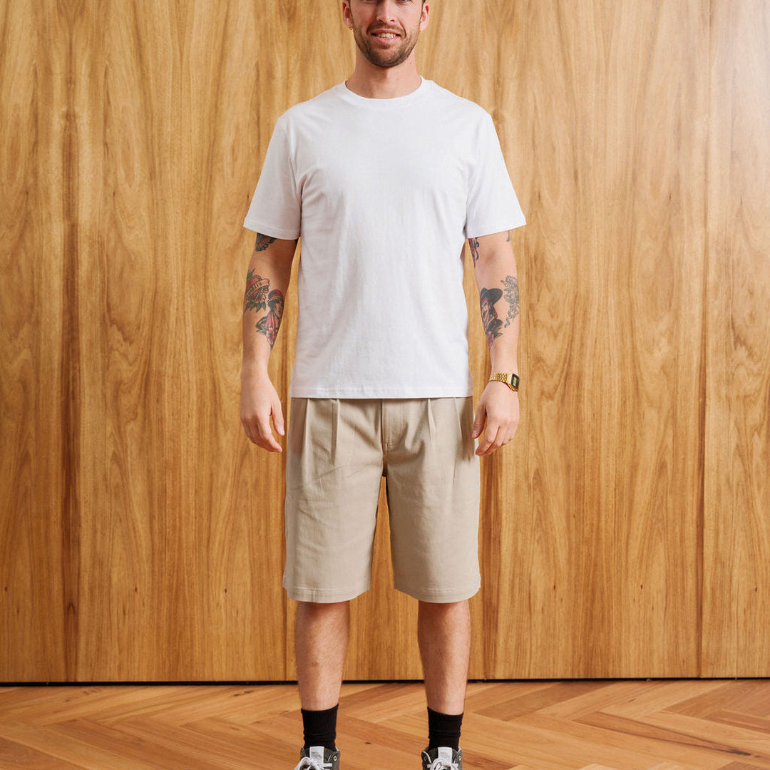 Brooklyn Pleated Shorts Stone — image 7
