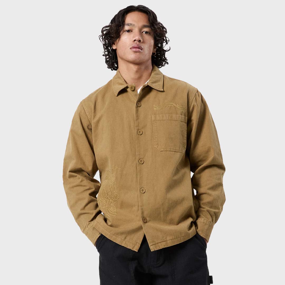 KOI STITCHED OVERSHIRT | CAMEL