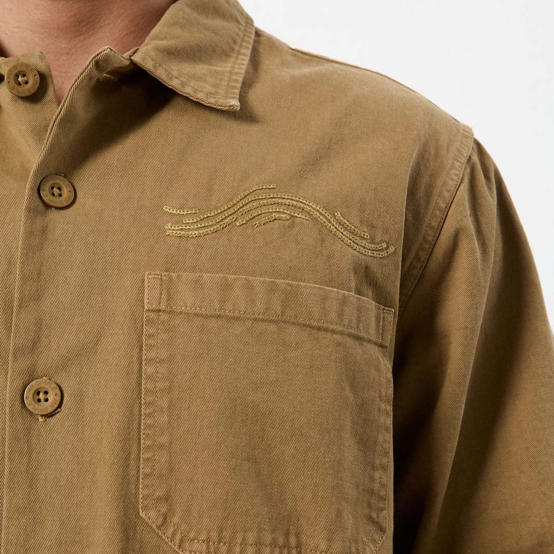 KOI STITCHED OVERSHIRT | CAMEL