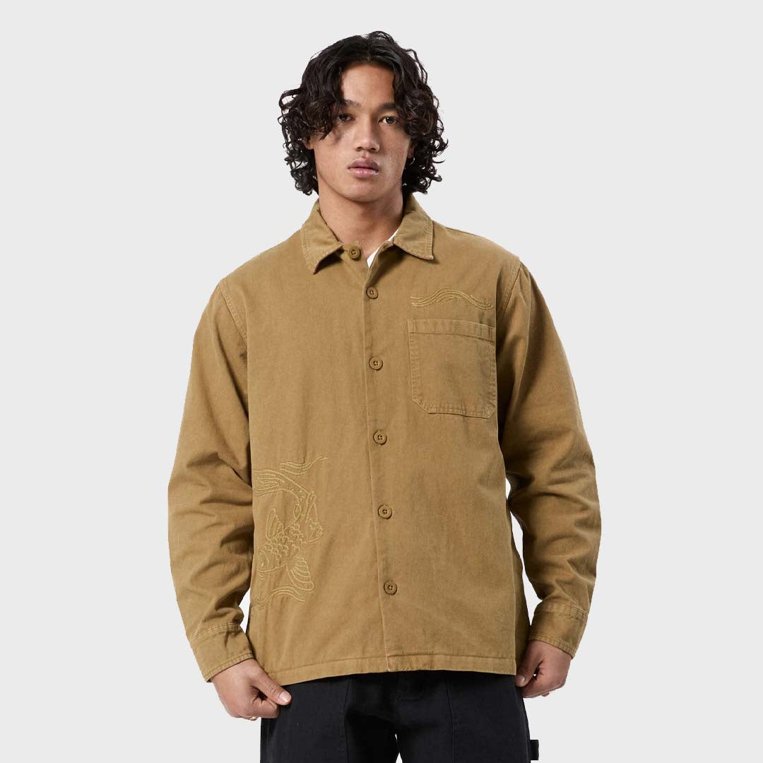 KOI STITCHED OVERSHIRT | CAMEL