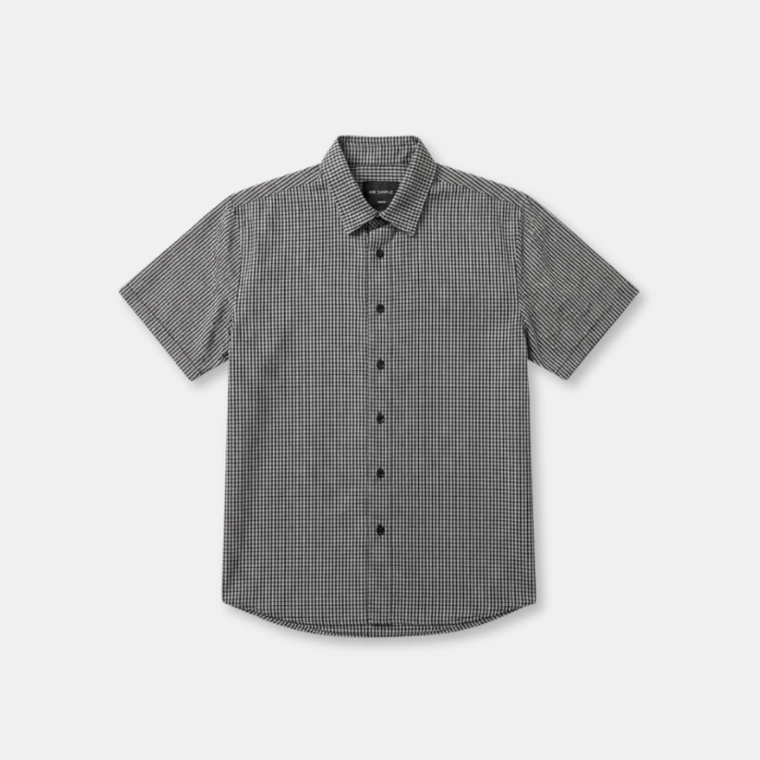 Rustler Textured Short Sleeve Shirt | Black Mini Check — image 1 of 8