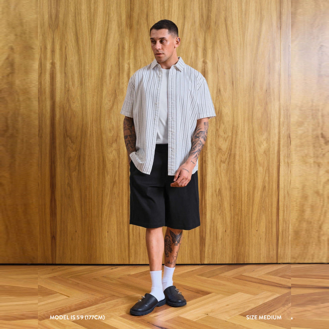 Rustler Textured Short Sleeve Shirt | Vintage White Multi Stripe — image 7 of 8