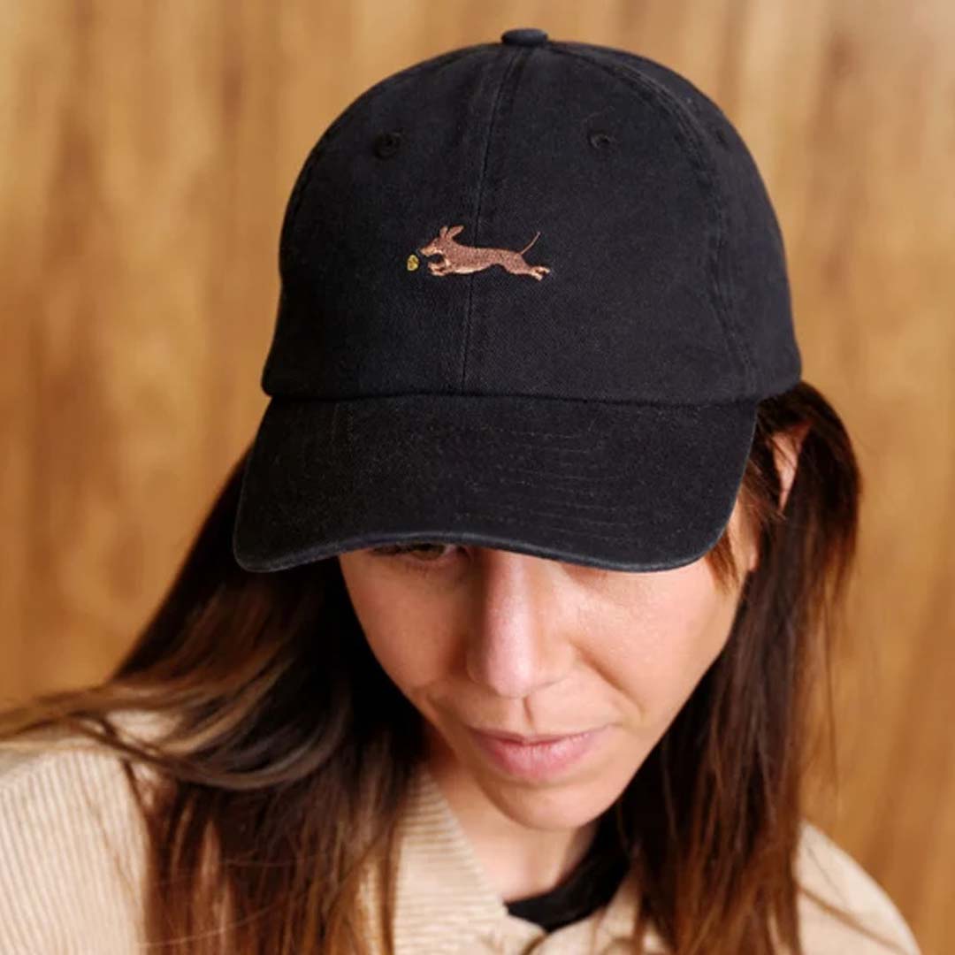 Bert 6 Panel Dachshund Cap | Black