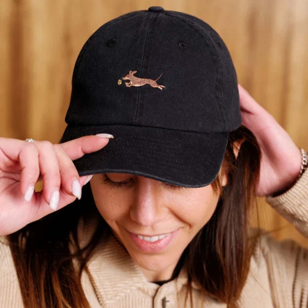 Bert 6 Panel Dachshund Cap | Black