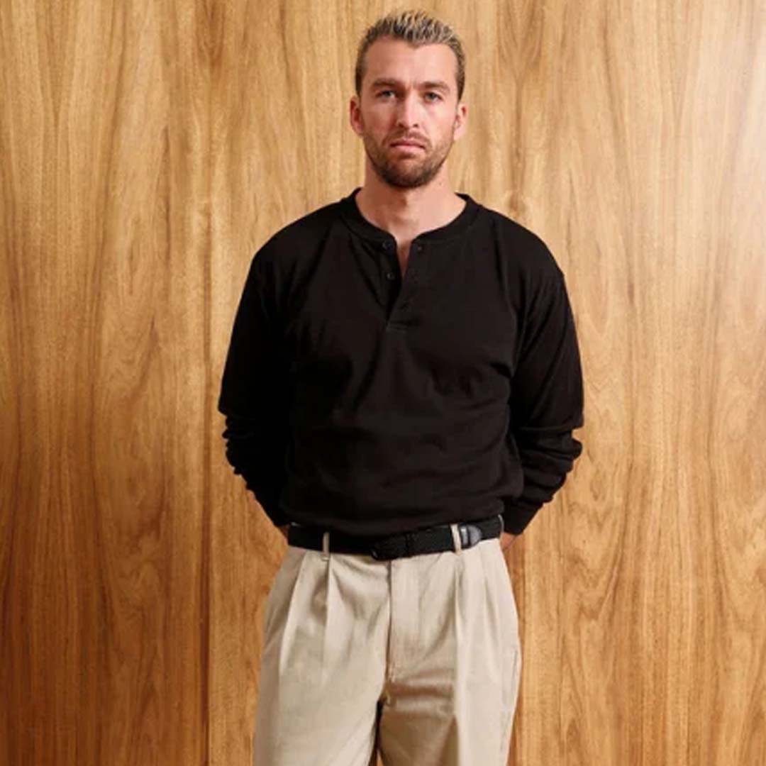 Brad Long Sleeve Henley | Black