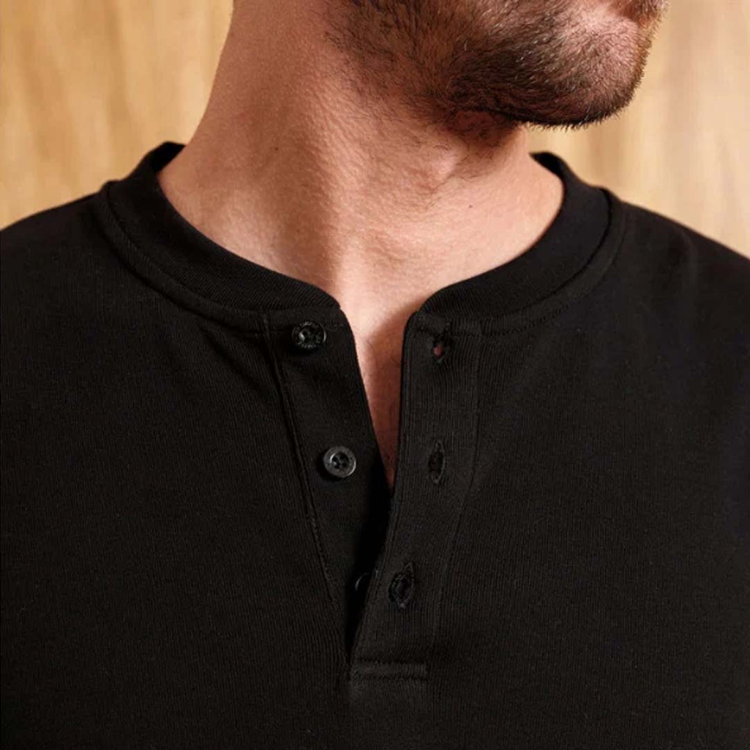 Brad Long Sleeve Henley | Black