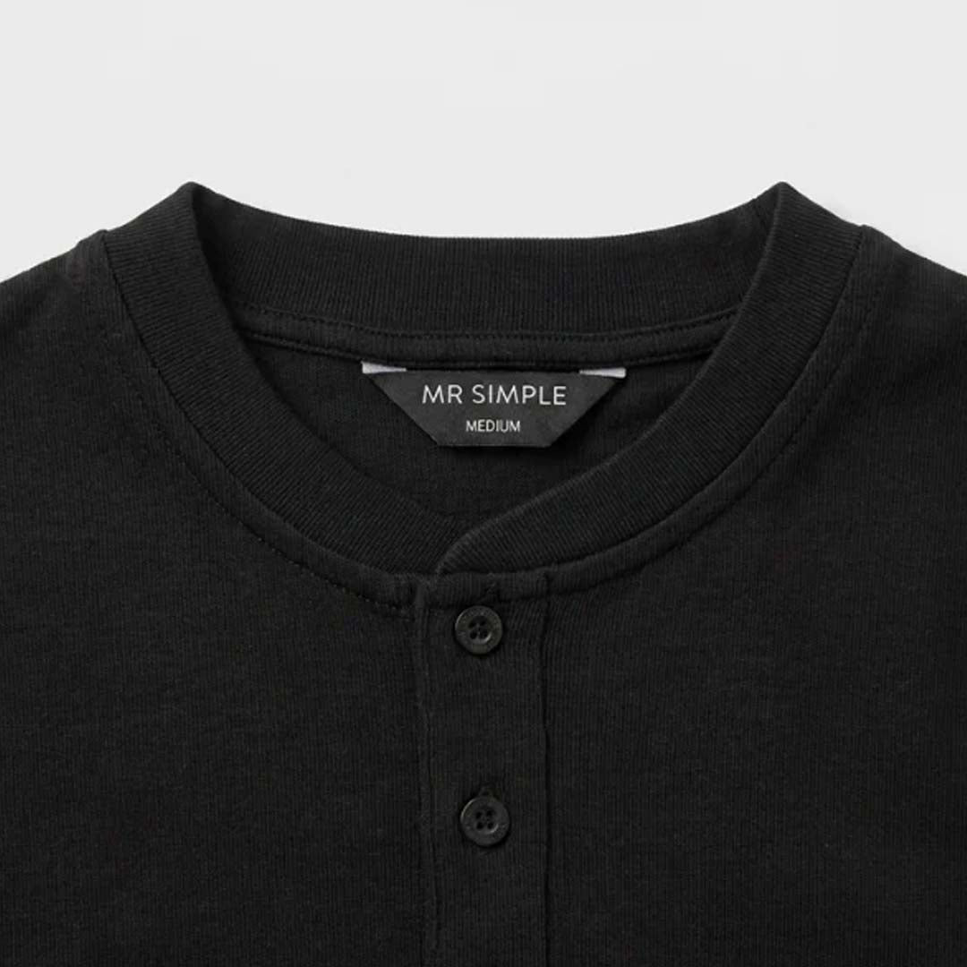 Brad Long Sleeve Henley | Black