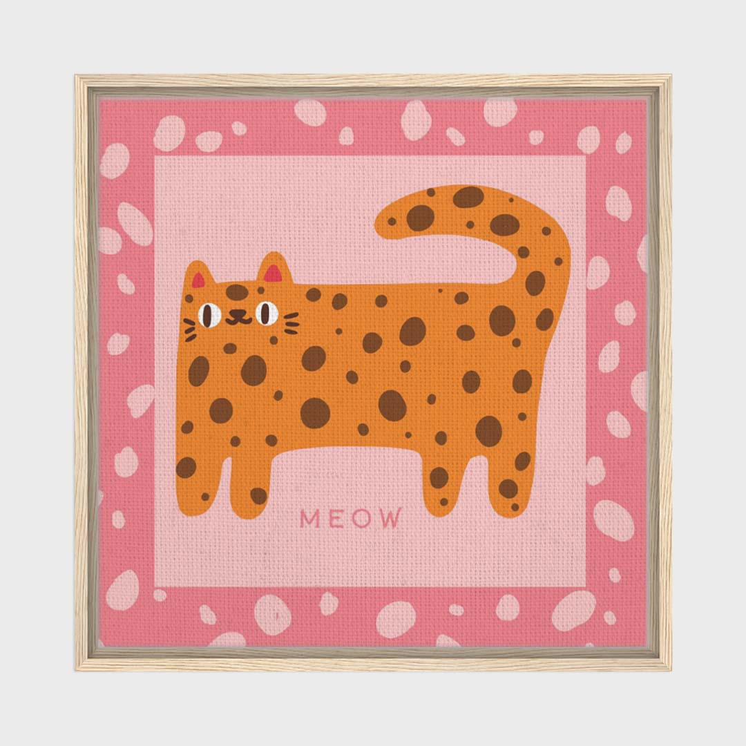 Meow Framed Canvas | Cat Wall Art