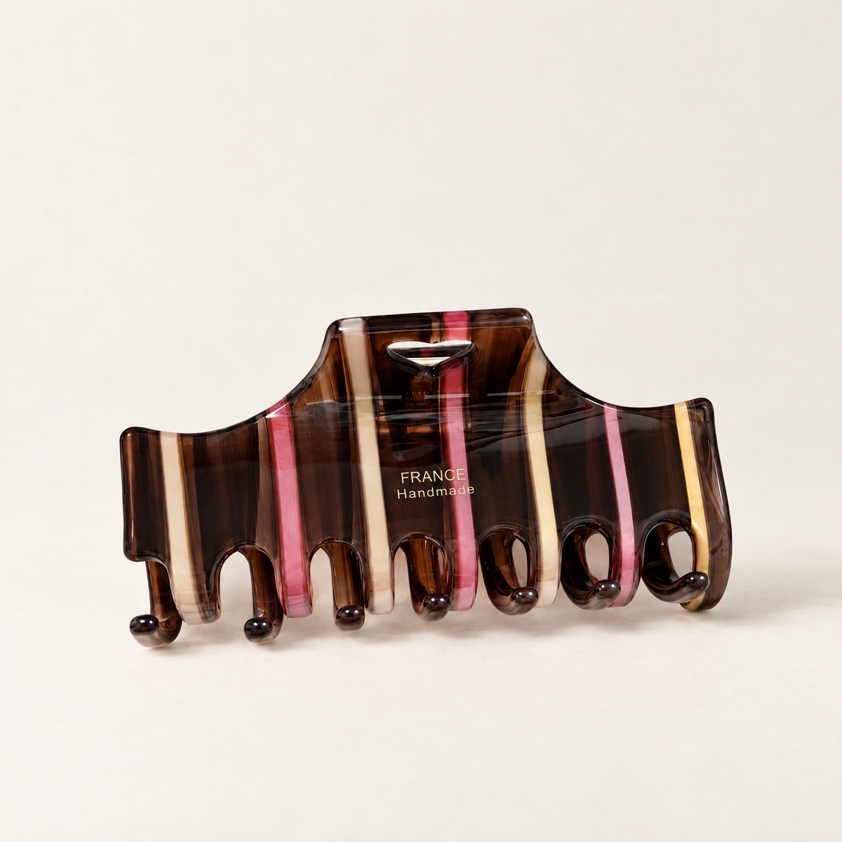 Vintage Love Stripe Claw Clip | Pink Coffee Stripes