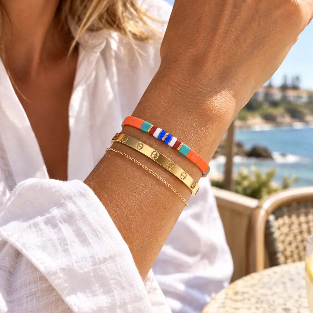 Candy Tile Bracelet | Coral Pop