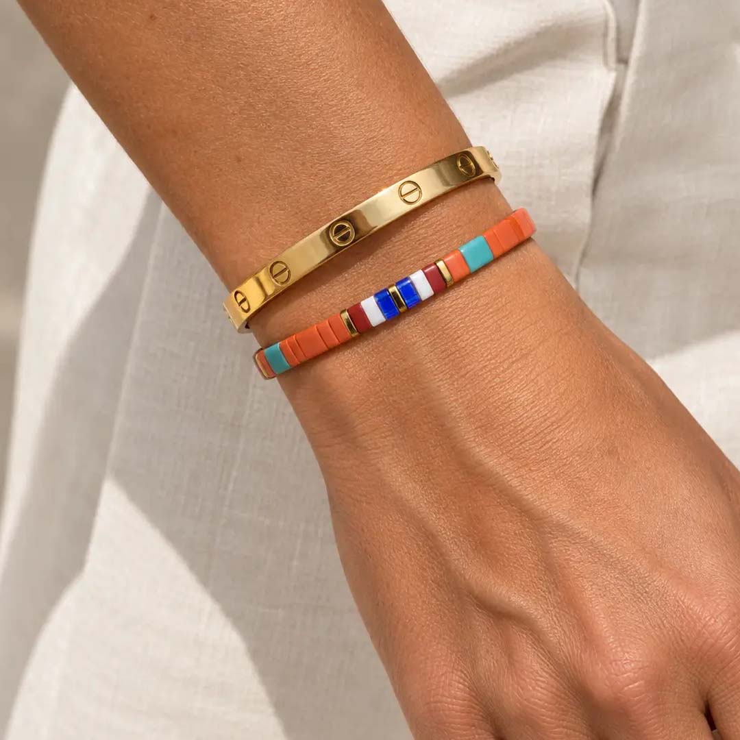 Candy Tile Bracelet | Coral Pop