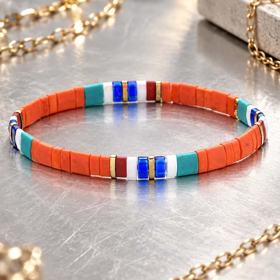 Candy Tile Bracelet | Coral Pop