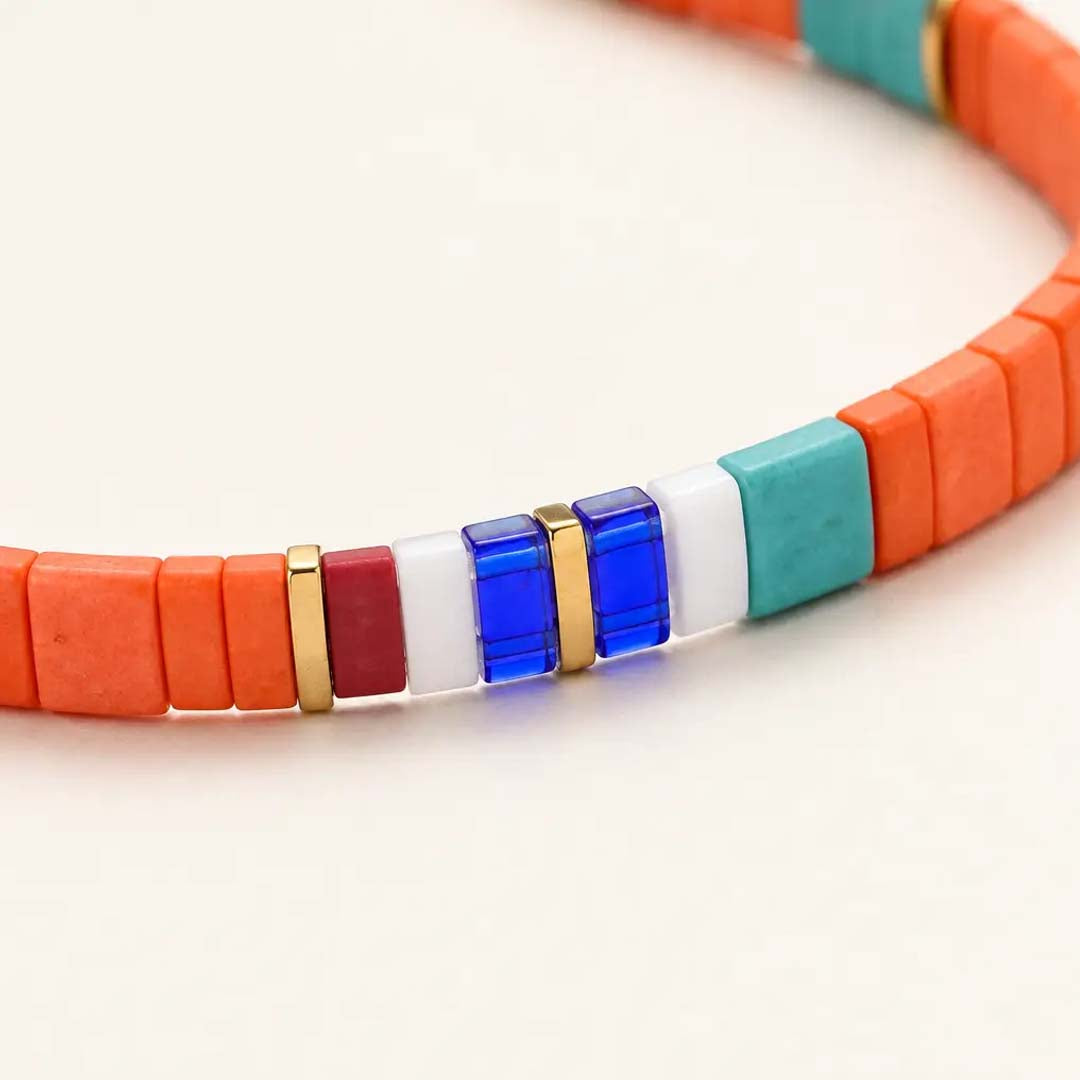 Candy Tile Bracelet | Coral Pop