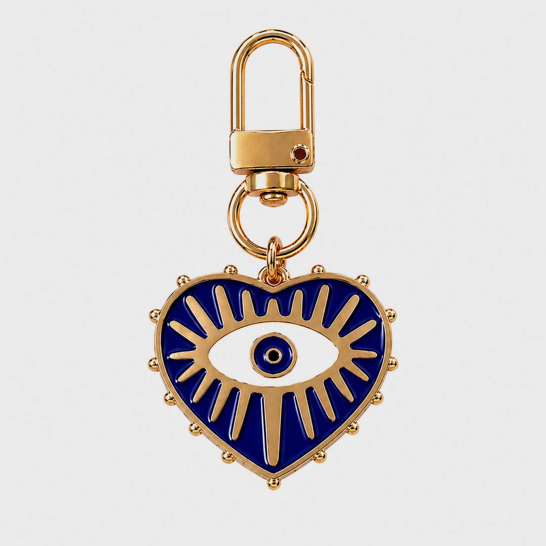 Evil Eye Heart Keychain | Midnight Blue
