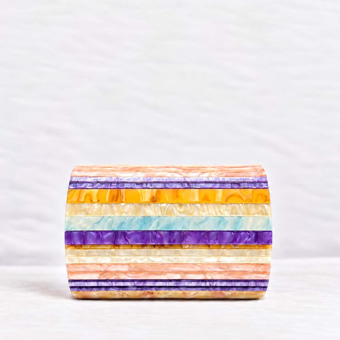 Striped Acrylic Clutch | Light Yellow