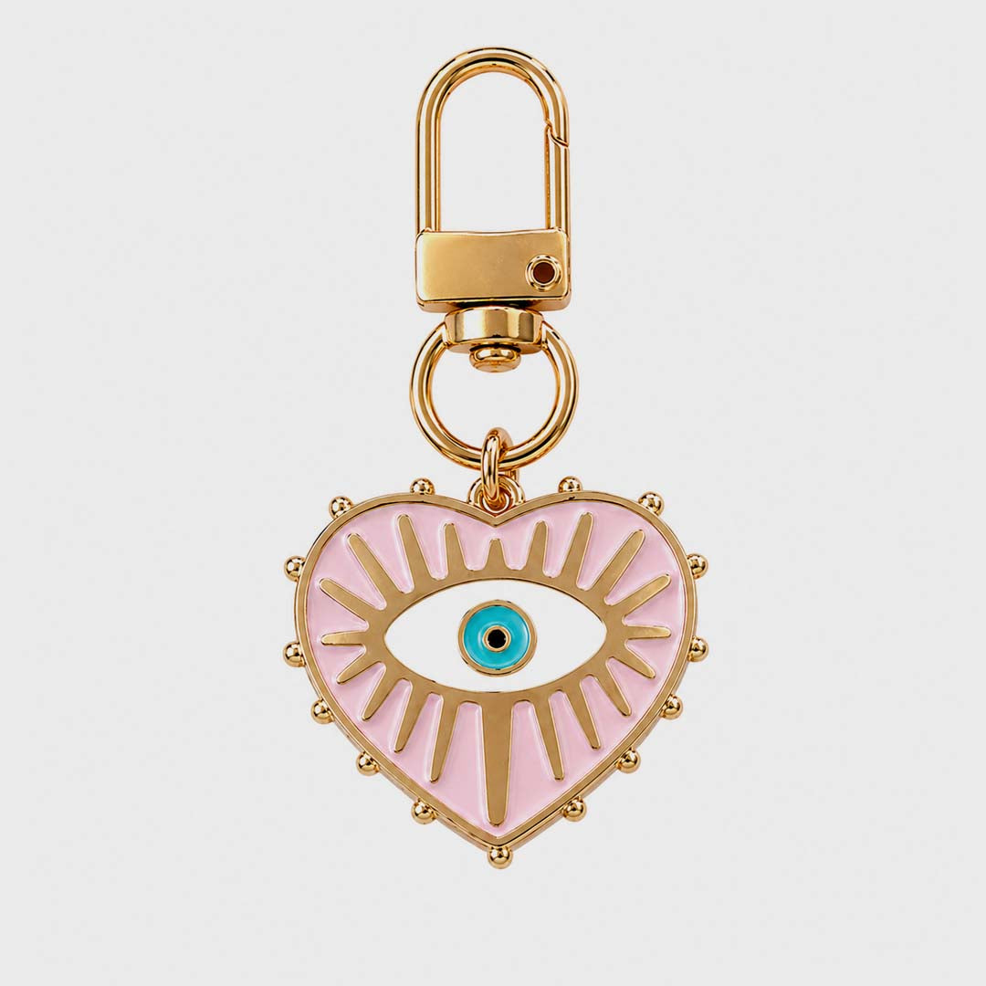 Evil Eye Heart Keychain | Soft Blush