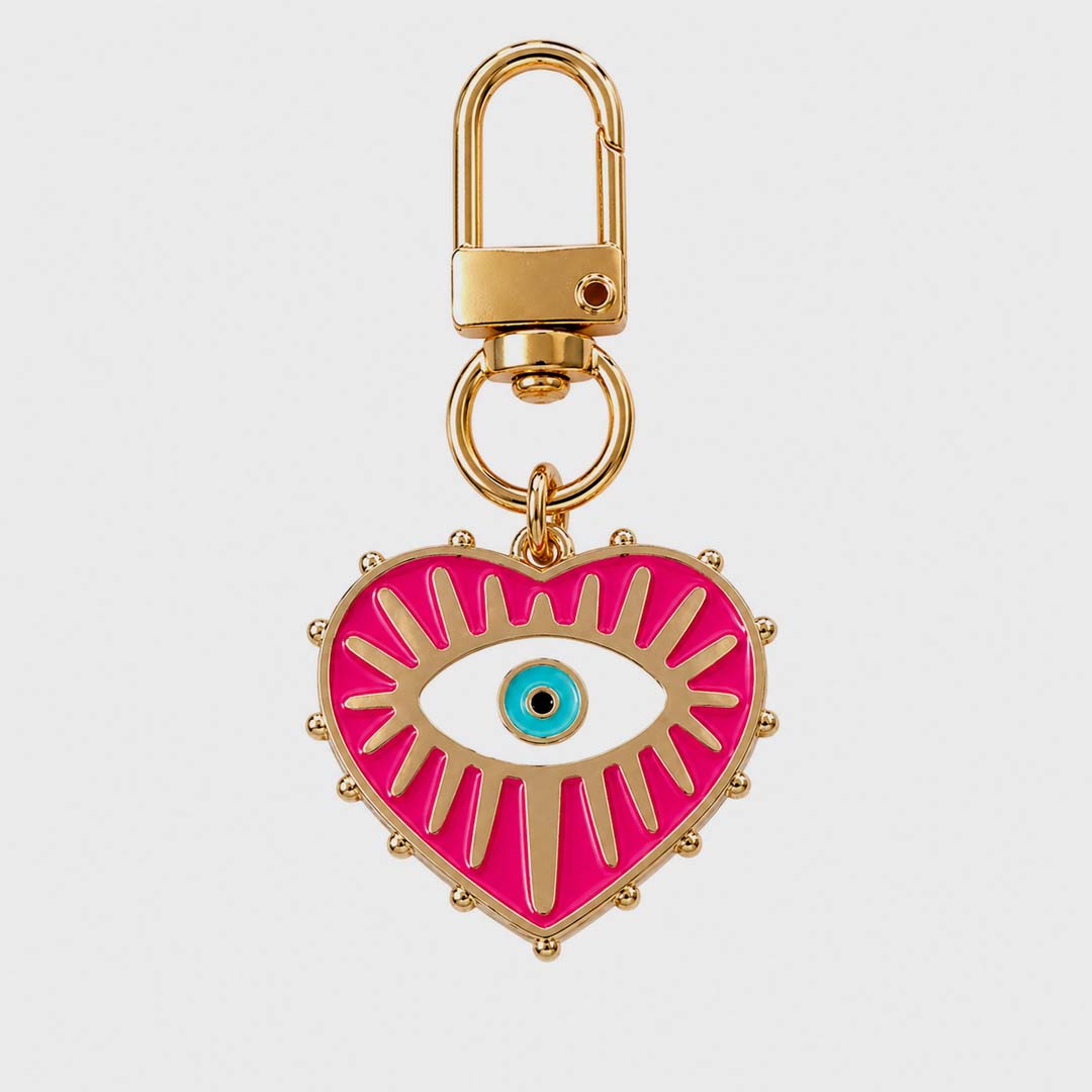 Evil Eye Heart Keychain | Bubblegum Pink