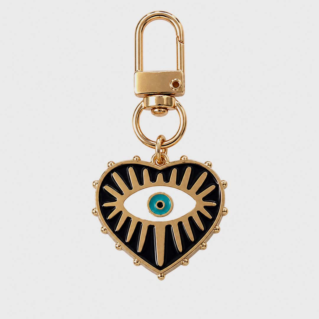 Evil Eye Heart Keychain | Black Onyx