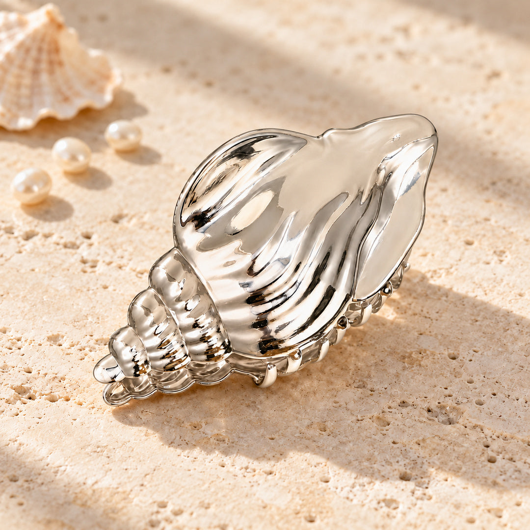 Conch Shell Claw Clip | Silver