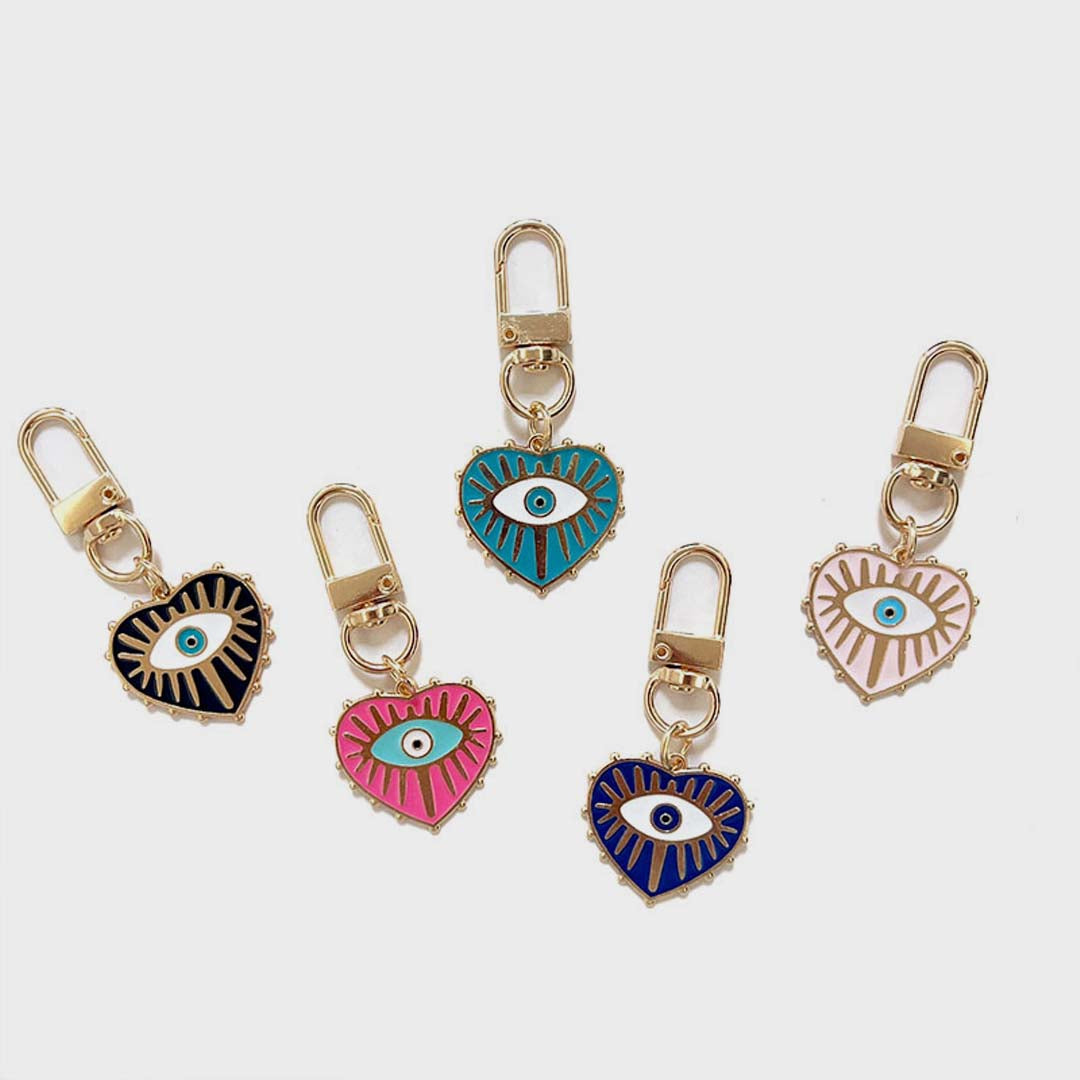 Evil Eye Heart Keychain | Soft Blush