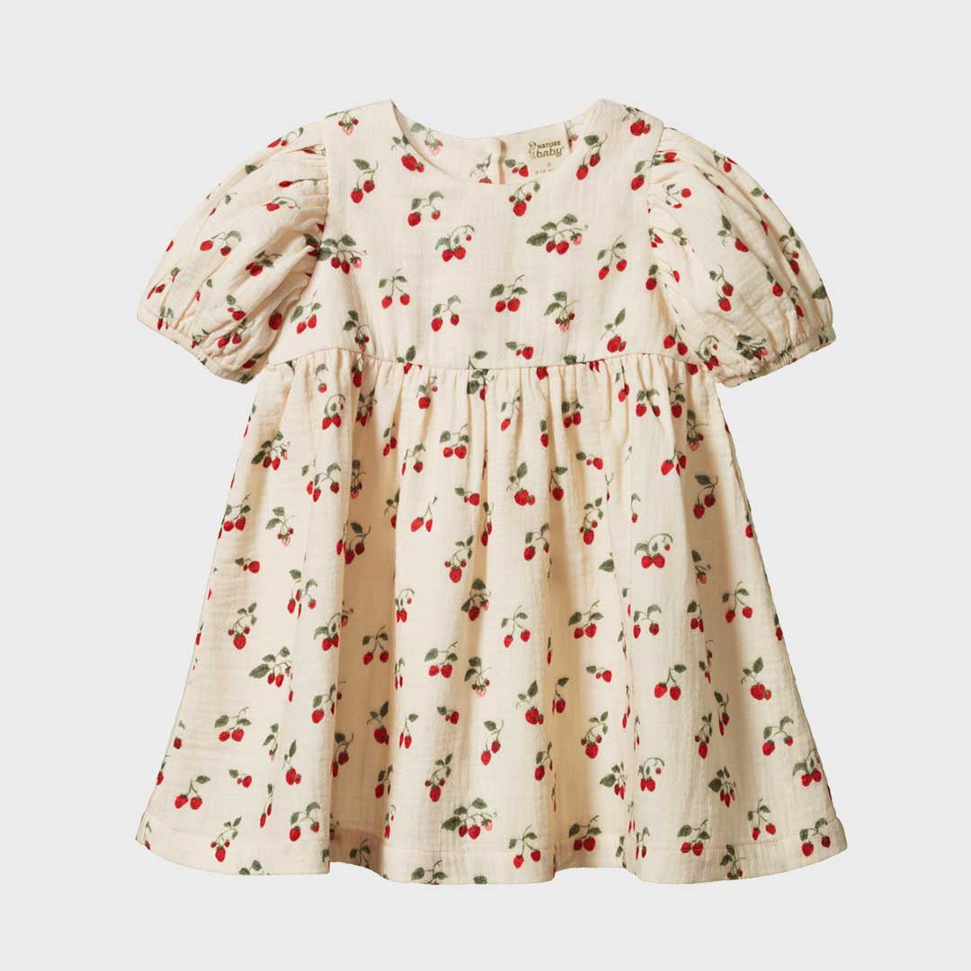 Albertine Dress Muslin | Strawberry Blush Print